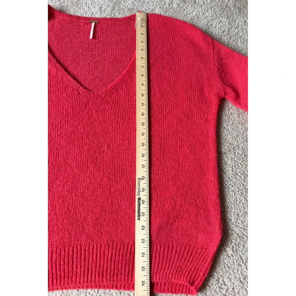 Free People Sweater Gosammer V Neck Alpaca Blend Coral Red XS